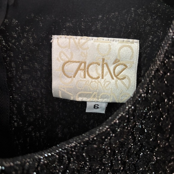 Vintage 90s Cache Size 6 Metallic Black Sleeveless Maxi Gown‎ Dress Made in USA - Picture 6 of 13